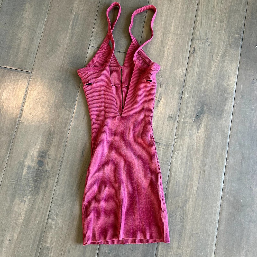 NWT For Love & Lemons Ribbed Maroon Dress - Picture 3 of 4